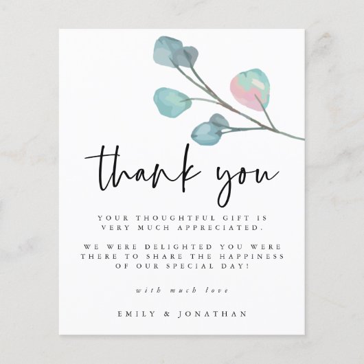 Budget Moderne Eucalyptus Fotobruiloft Hartelijk d (Voorkant)