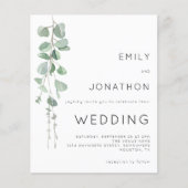 Budget Moderne Eucalyptus Fotobruiloft Uitnodiging (Voorkant)