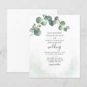 Budget Moderne Eucalyptus Groenery Script Bruiloft (Voorkant / Achterkant)