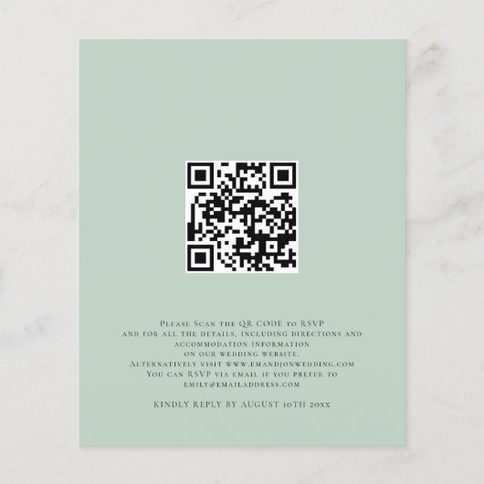 Budget Moderne Eucalyptus QR Code Weddenschap Uitn (Achterkant)