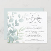 Budget Moderne Eucalyptus Sweet Sixteen Uitnodigin (Voorkant / Achterkant)