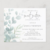 Budget Moderne Eucalyptus Sweet Sixteen Uitnodigin (Voorkant)