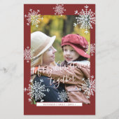 Budget moderne familie foto collage rode kerst flyer (Voorkant)
