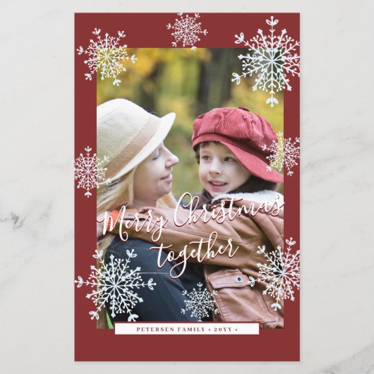Budget moderne familie foto collage rode kerst flyer (Voorkant)