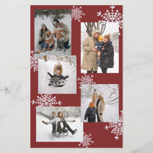 Budget moderne familie foto collage rode kerst flyer (Achterkant)