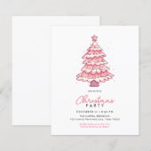 Budget Moderne Feestelijke Roze Kerstboomfeest (Voorkant / Achterkant)