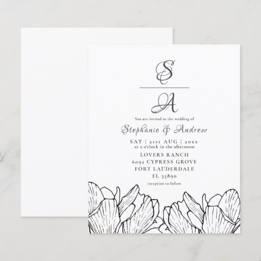 Budget Moderne Floral Monogram Weddenschap (Voorkant / Achterkant)