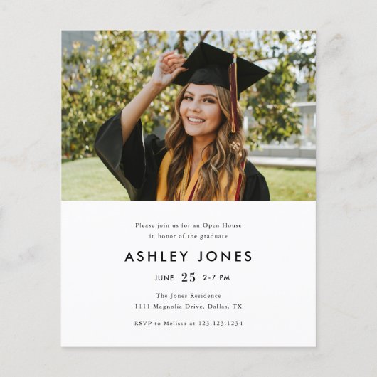 BUDGET Moderne foto Afstuderen Graduation Party Flyer (Achterkant)