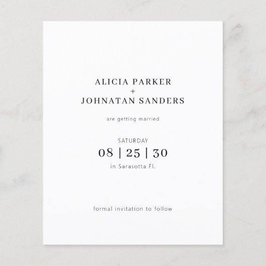 Budget moderne foto bestemming bruiloft opslaan da flyer (Achterkant)