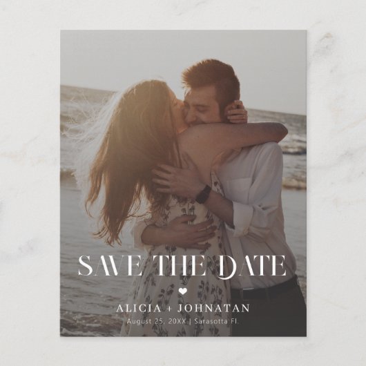 Budget moderne foto bestemming bruiloft opslaan da flyer (Voorkant)