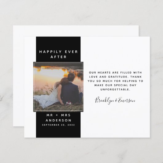 BUDGET Moderne foto bruiloft Dank je opmerking (Voorkant / Achterkant)
