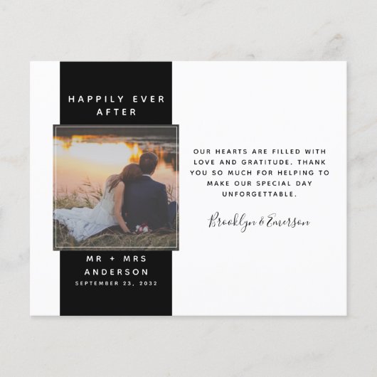 BUDGET Moderne foto bruiloft Dank je opmerking (Voorkant)