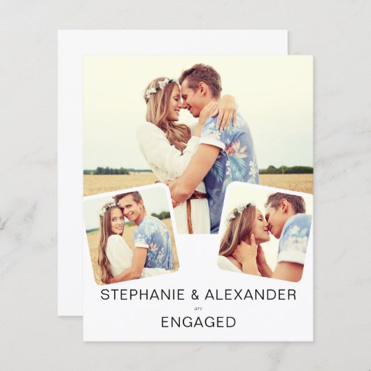 Budget Moderne Foto Engagement Party Uitnodiging (Voorkant / Achterkant)