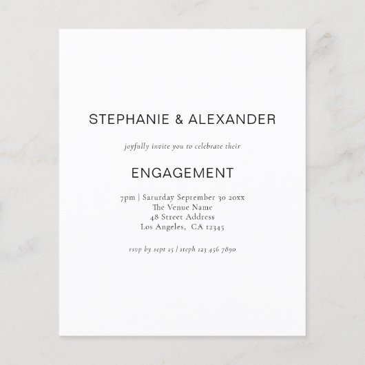 Budget Moderne Foto Engagement Party Uitnodiging (Achterkant)