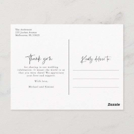 Budget Moderne foto Huwelijksbudget Dank u Briefkaart (Achterkant)