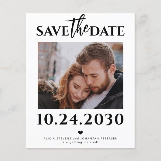 Budget moderne foto QR code bruiloft bewaar de dat Flyer (Voorkant)