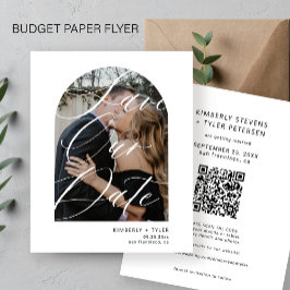 Budget moderne foto QR CODE bruiloft bewaar de dat Flyer