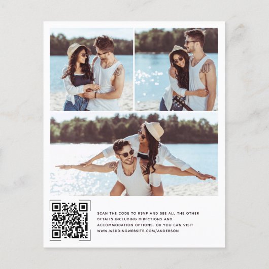 Budget Moderne Foto QR Code Wedding Uitnodiging (Achterkant)