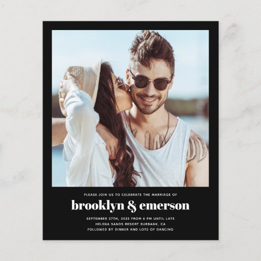 Budget Moderne Foto QR Code Wedding Uitnodiging (Voorkant)