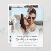Budget Moderne Foto QR Code Wedding Uitnodiging (Voorkant / Achterkant)