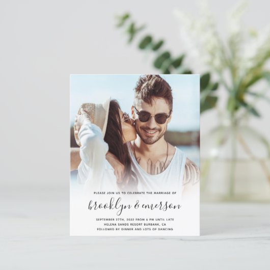 Budget Moderne Foto QR Code Wedding Uitnodiging (Staand voorkant)