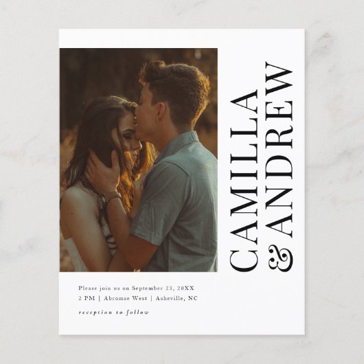 Budget Moderne Foto QR Code Wedding Uitnodiging (Voorkant)