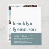 Budget Moderne Foto QR Code Wedding Uitnodiging (Voorkant / Achterkant)
