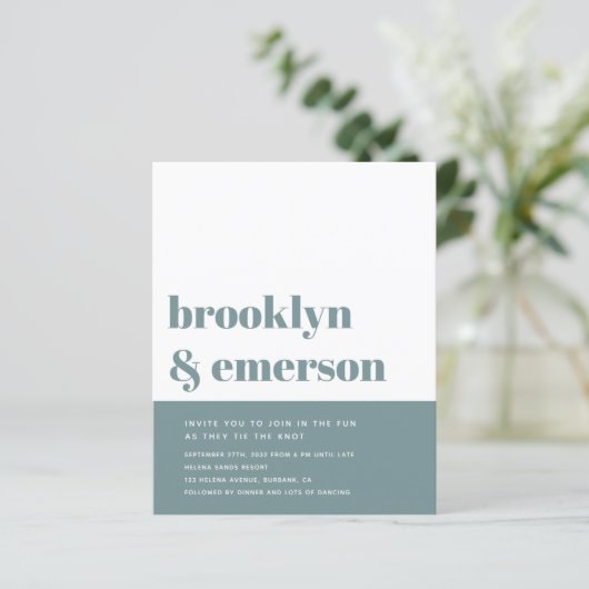 Budget Moderne Foto QR Code Wedding Uitnodiging (Staand voorkant)