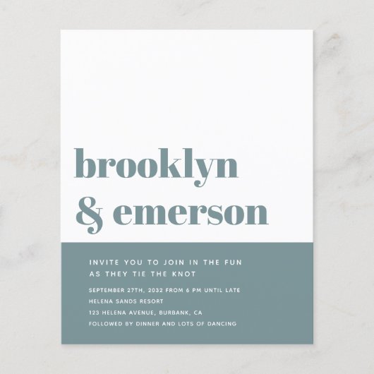 Budget Moderne Foto QR Code Wedding Uitnodiging (Voorkant)