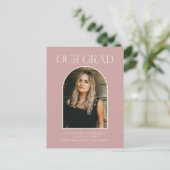 Budget moderne foto roze boog afstuderen briefkaart (Staand voorkant)