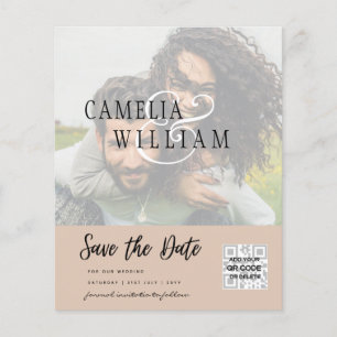 BUDGET Moderne FOTO Save the Date QR CODE RSVP Flyer