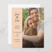 Budget Moderne Foto & Side Save the Date - Peach (Voorkant / Achterkant)