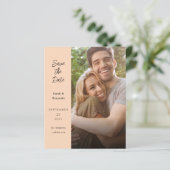 Budget Moderne Foto & Side Save the Date - Peach (Staand voorkant)