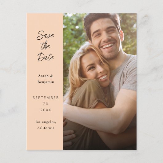 Budget Moderne Foto & Side Save the Date - Peach (Voorkant)