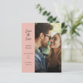 Budget Moderne Foto & Side Save the Date - Roos (Staand voorkant)