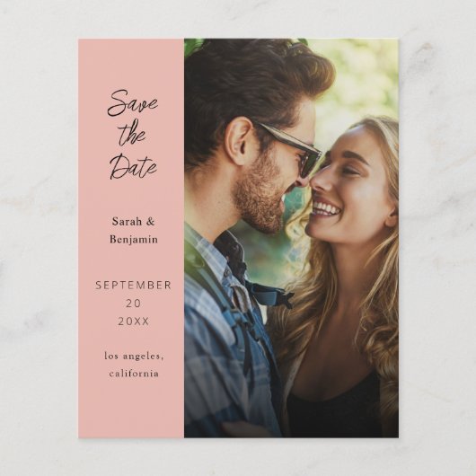 Budget Moderne Foto & Side Save the Date - Roos (Voorkant)