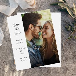 Budget Moderne Foto & Side Save the Date - White
