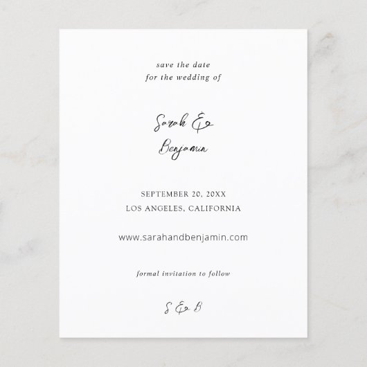 Budget Moderne Foto & Side Save the Date - White (Achterkant)