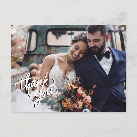 Budget Moderne Foto Wedding Bedankt Briefkaart (Voorkant)