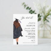 Budget moderne foto Ze deed het Afstuderen uitnodi (Staand voorkant)