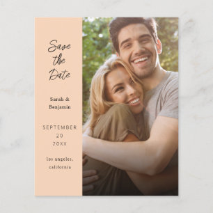 Budget Moderne Foto & Zijde Save the Date - Perzik Flyer
