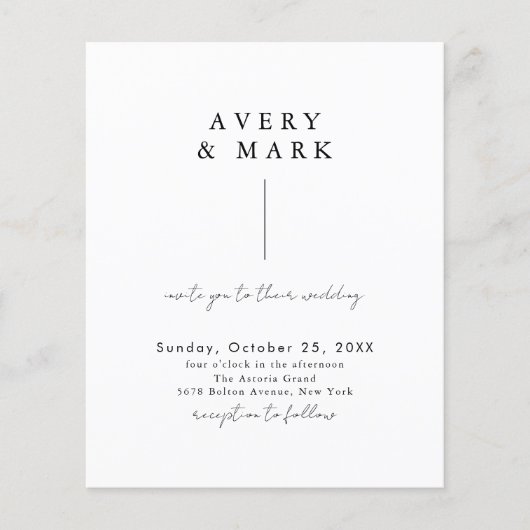 Budget Moderne foto Zwart-wit bruiloft Flyer (Voorkant)