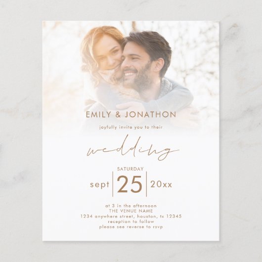 Budget Moderne Fotobekleding QR Code Wedding Invit (Voorkant)