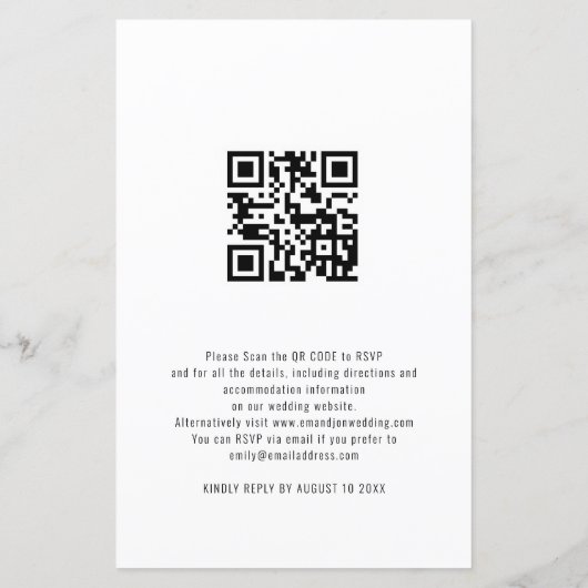 Budget Moderne Fotobekleding QR Code Wedding Invit (Achterkant)