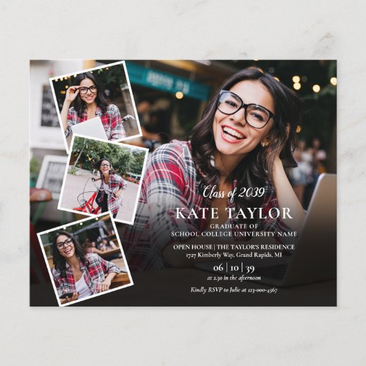 Budget Moderne Fotocollage Afstudeeruitnodiging (Voorkant)