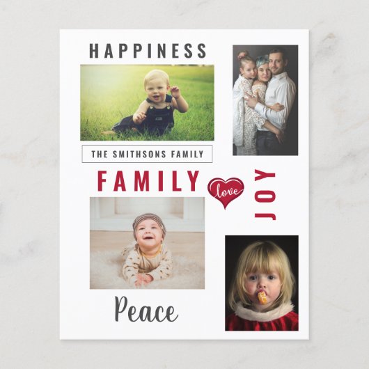 Budget moderne fotocollage wensen kerstkaart (Voorkant)