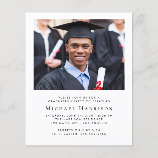 Budget Moderne Fotogradustrie Uitnodiging (Achterkant)