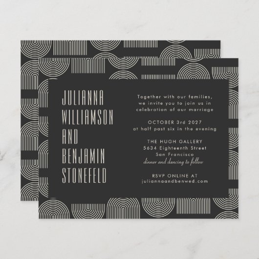 Budget Moderne Geometric Black Arch Lines Weddensc (Voorkant / Achterkant)