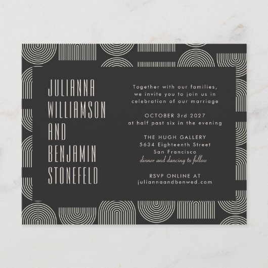 Budget Moderne Geometric Black Arch Lines Weddensc (Voorkant)