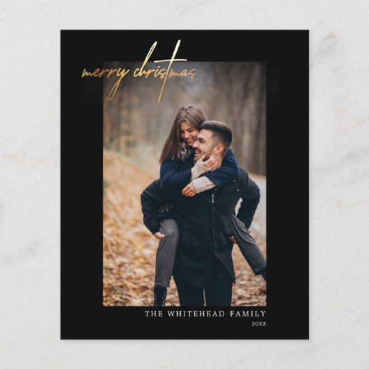 Budget Moderne Gold Merry Black Kaart voor kerstmi (Voorkant)